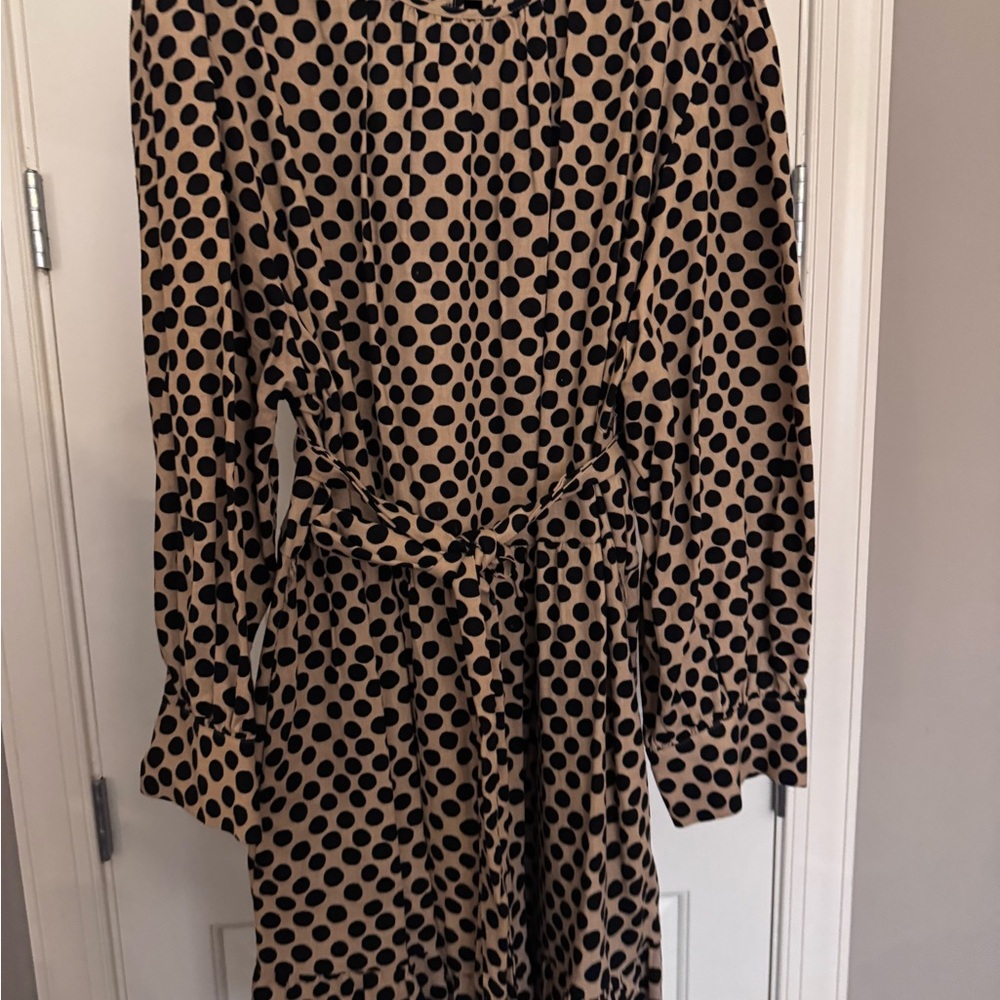 Who What Wear Brown and Cream Bishop Sleeve Sundress - Picture 13 of 13
